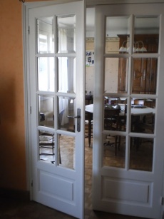 Porte double avec verre biseauté